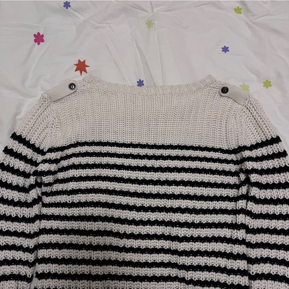 KNIT Stripped Black and White Cozy Sweater - Picture 2 of 5